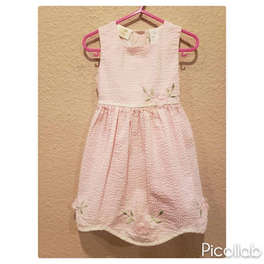 Vtg Little Bitty Seersucker Pink Dress